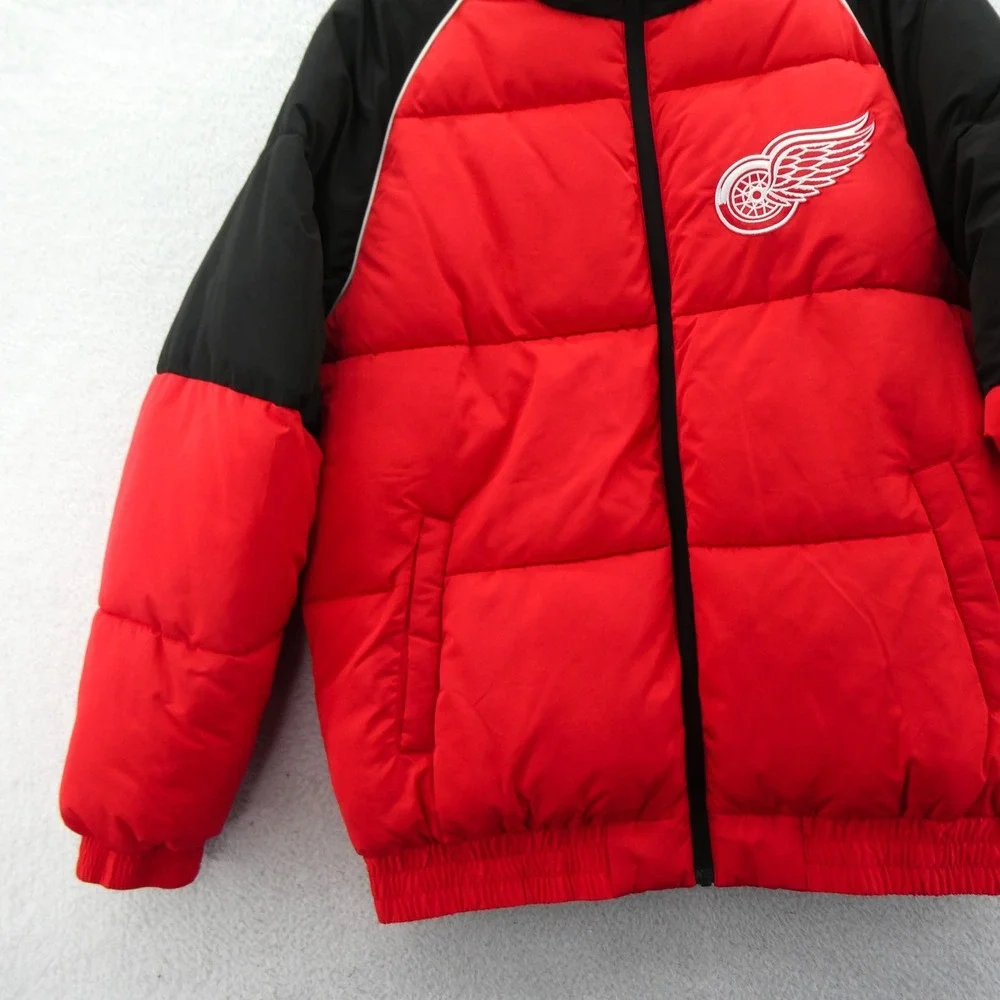 G-III Jacket Mens Large Detroit Red Wings Red Black Puffer Full Zip NHL Hockey‎